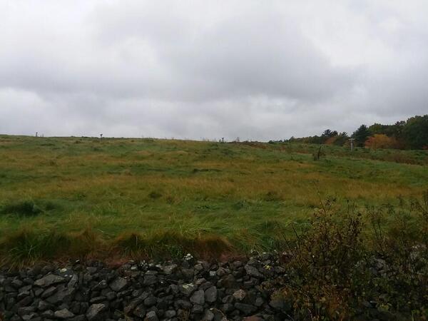 A view of a grassy hill covering an old landfill. 