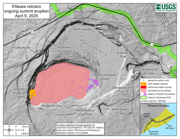 Color map showing eruption statistics