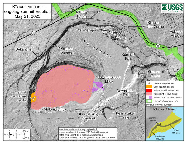 Color map showing eruption area on May 21