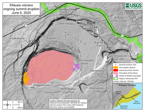 Color map showing eruption location