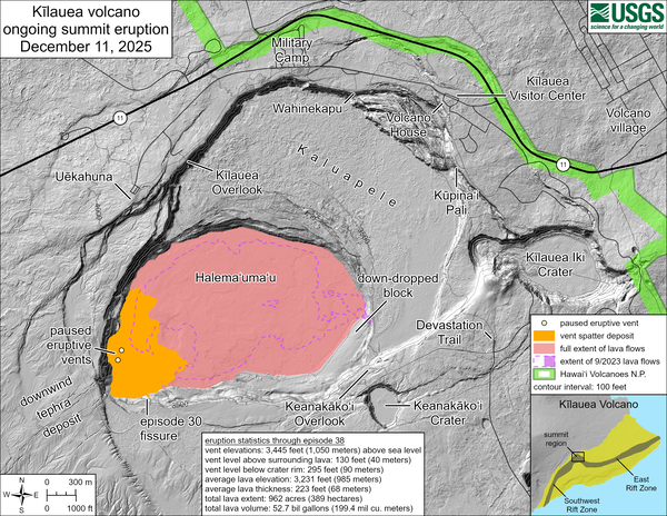 Color map of eruption area