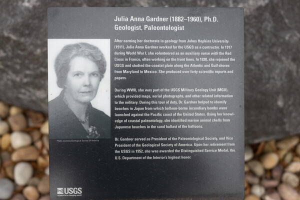 A placard featuring Julia Anna Gardner.