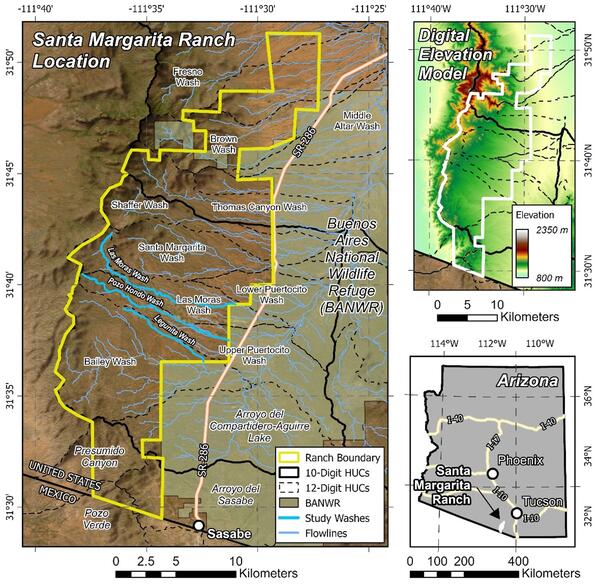 Figure 1. Location map showing the study area and property boundary of the Santa Margarita Ranch