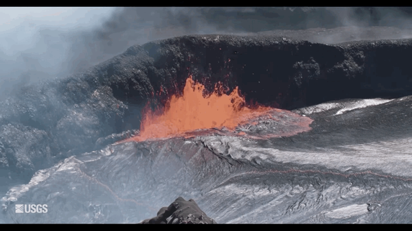 Animated GIF of lava bubbling up from a volcano in Hawaiʻi