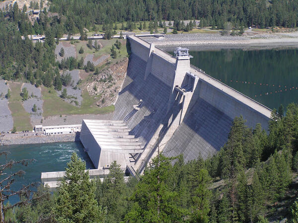 Libby Dam on the Kootenai River near Libby, Montana.