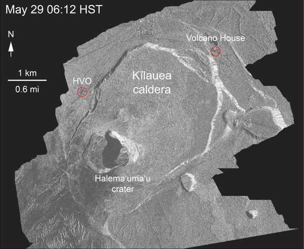 Animated GIF showing changes in size of the crater over a two month period