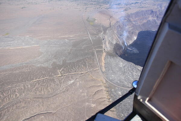 Color photograph of caldera edge