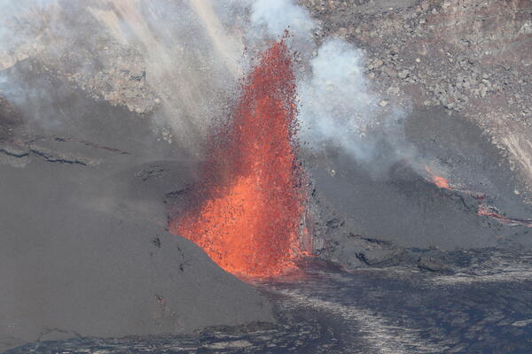 Color photograph of lava fountain