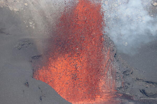 Color photograph of lava fountains