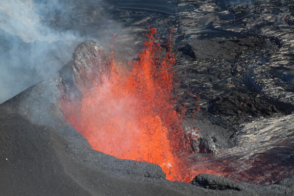 Color photograph of erupting vents