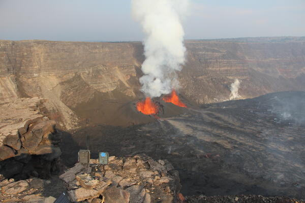 Color photograph of eruption