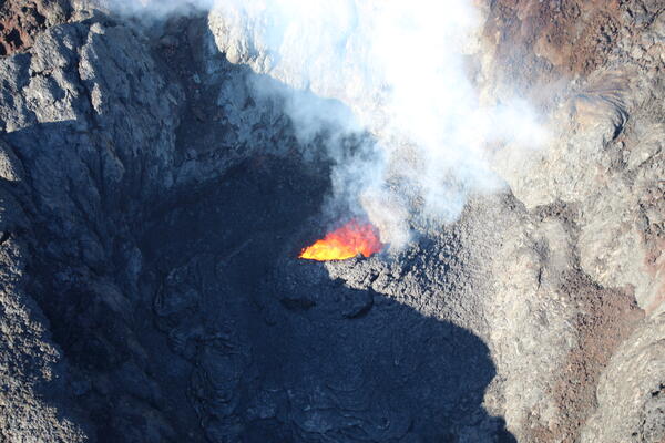 Color photograph of vent spattering 