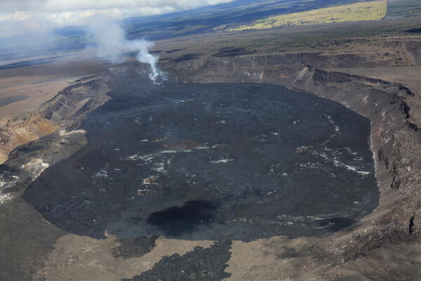 Color photograph of volcanic crater