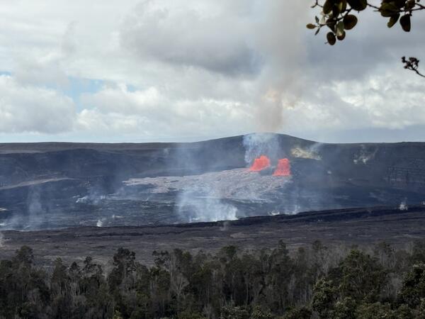 Color photograph of volcanic eruption