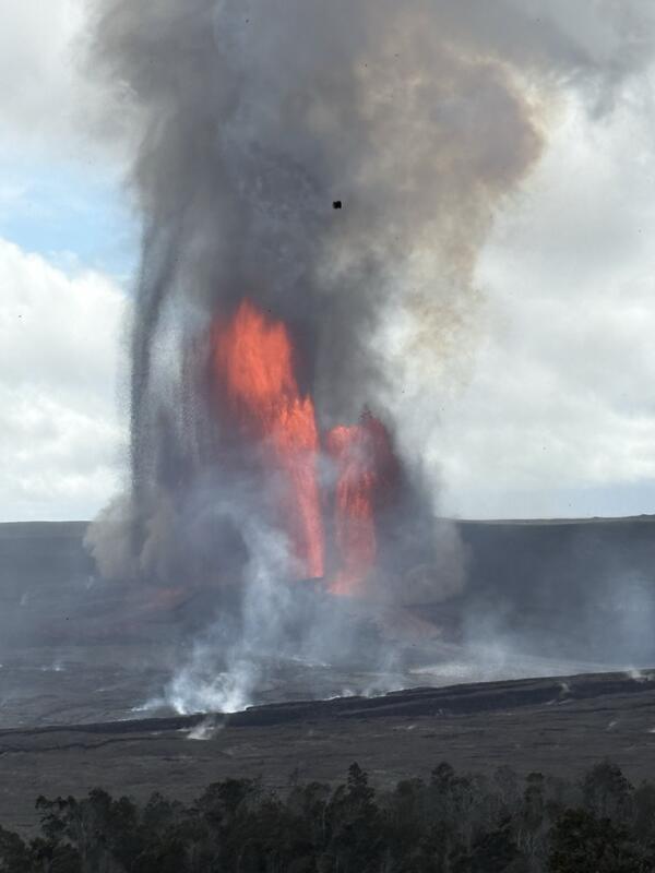 Color photograph of lava fountains