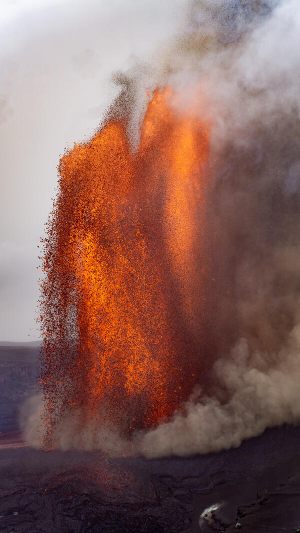 Color photograph of lava fountain