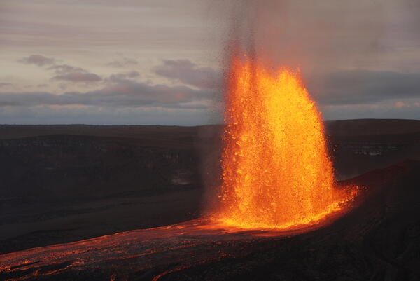Color photograph of lava fountain