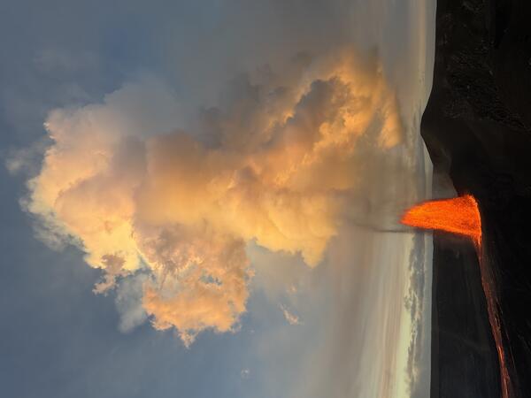 Color photograph of lava fountain