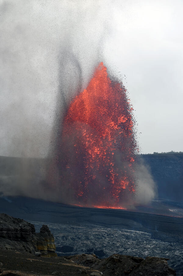 Color photograph of lava fountain