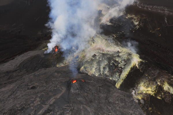 Color photograph of volcanic vents