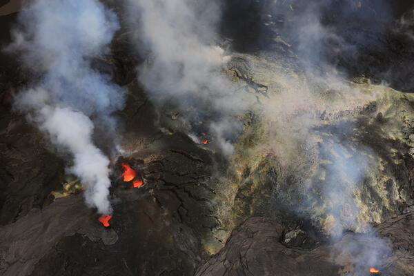 Color photograph of volcanic vents