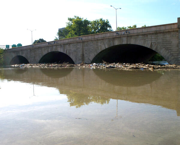 Debris jam from flooding after Tropical Strom Irene 