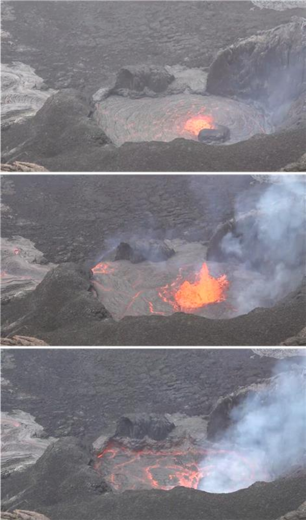 Color photograph of lava within a volcanic vent