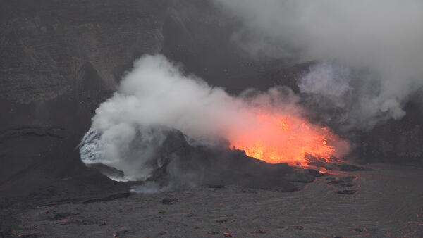 Color photograph of erupting vent