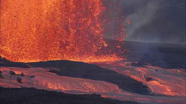 Color photograph of lava fountain