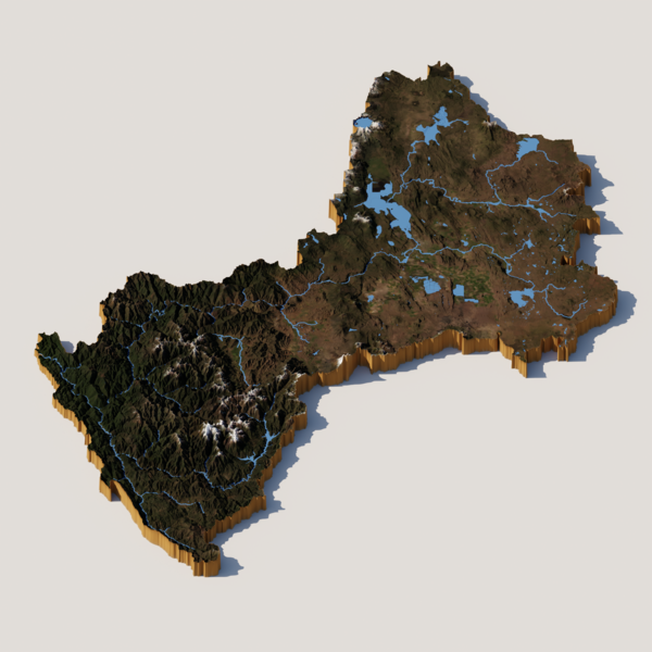 3D render of Klamath River Basin
