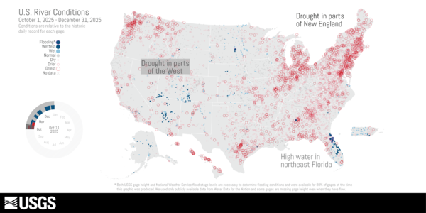 Map of U.S. River Conditions, October to December 2025