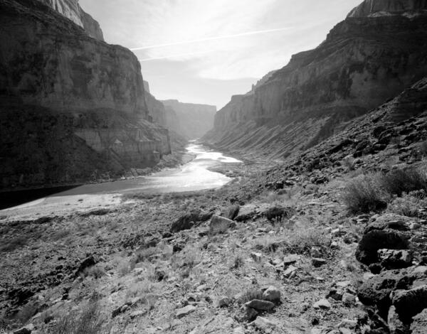 Colorado River, Grand Canyon, River Mile 52.8, Nankoweap, Downstream View from River Right, 1991