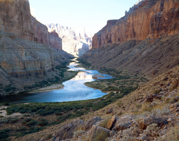 Colorado River, Grand Canyon, River Mile 52.8, Nankoweap Creek, Downstream View from River Right, 2010