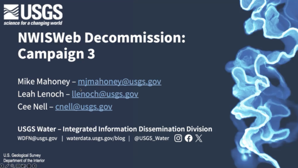 Title slide for NWISWeb Decommissioning Campaign 3