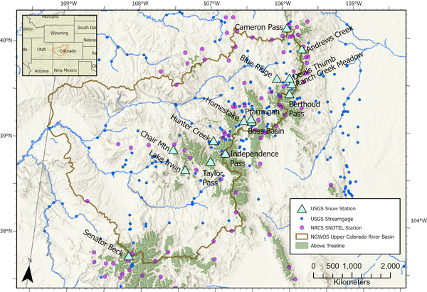 Map of NGWOS site locations within the Upper Colorado River Basin