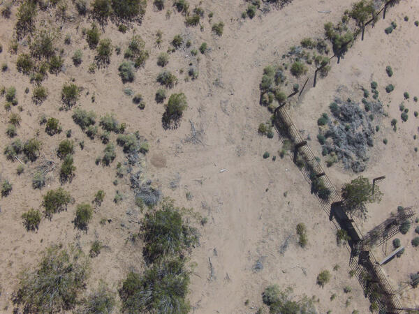 Image taken from a UAS of abandoned materials in the Mojave National Preserve