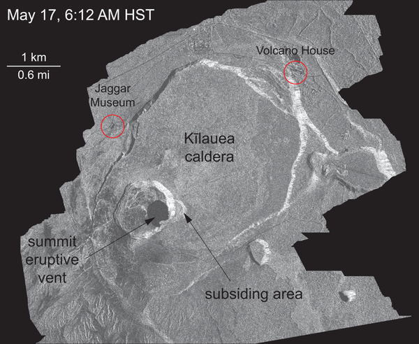 Radar images show enlargement of summit eruptive vent...