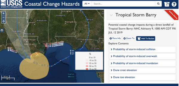 Forecasted Gulf Coast beach erosion due to Hurricane Barry