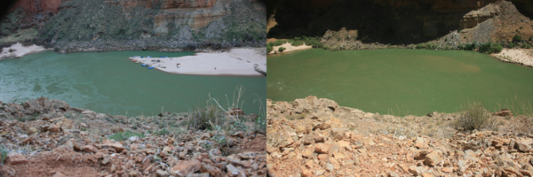 Same sandbar in 2008 and in 2011 in Colorado River