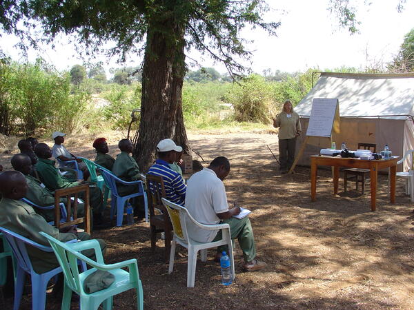 Mara Weisenberger, to instruct village scouts in monitoring and data collection methods for Tanzania’s Wildlife Management Areas