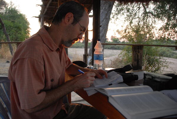 Taking notes while observing elephants in Ruaha, Tanzania