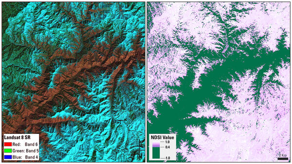 Example of Landsat Collection 2 Normalized Difference Snow Index