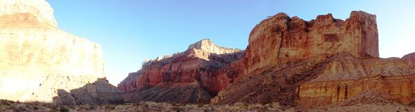 The Grand Canyon cliffs.