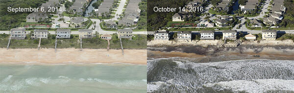 Vilano Beach, Florida before and after Hurricane Matthew