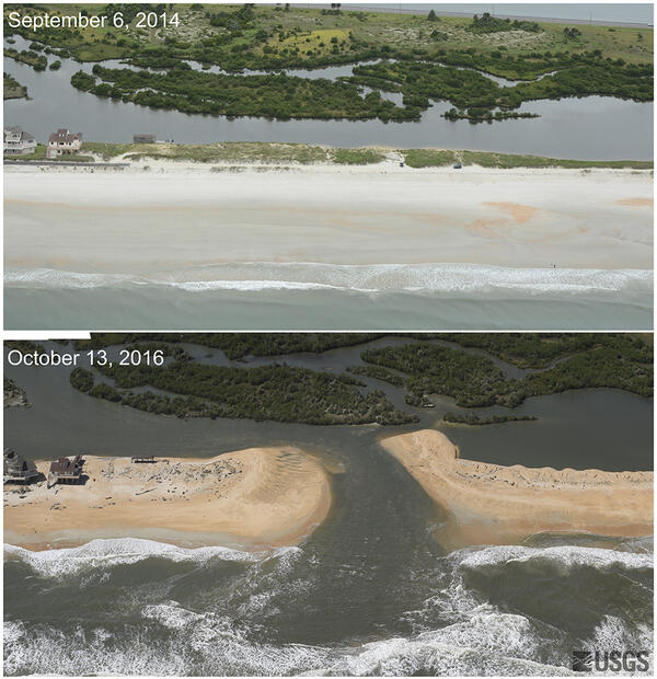 Beach near St. Augustine, FL before and after Hurricane Matthew