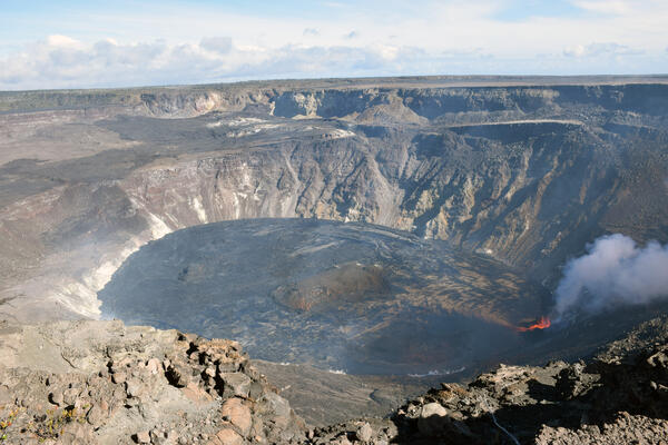 Color photograph of lava lake