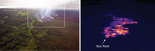 A comparison of a normal photograph of the flow front with a therma...