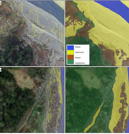 Example annotated orthoimagery of woody debris along the Elwha River