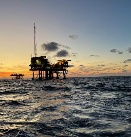 Offshore infrastructure at sunset