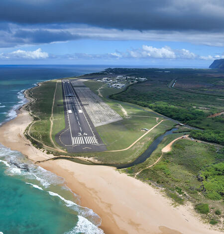 Aerial photo of Pacific Missile Range Facility-Barking Sands in Hawai'i